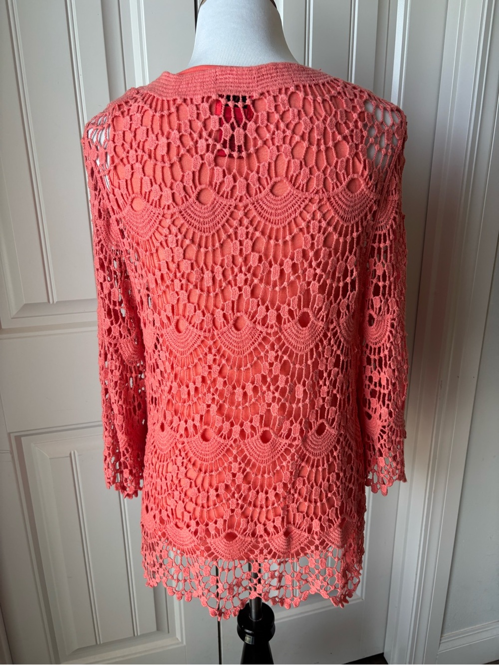 Cristina Coral Crochet Overlay with Matching Scoop Tank - Picture 4 of 7